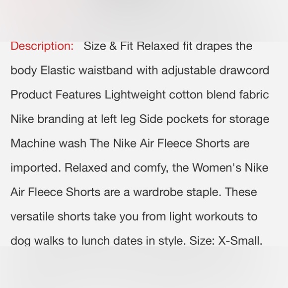 Nike Air Fleece Drawstring Shorts with Side Pockets - Picture 4 of 5